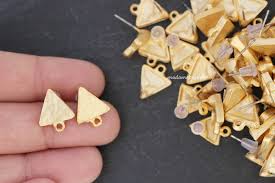 Buy Earrings Studs Beading Posts 24K Matte Gold Plated 1 PAIR Ear  Connectors Triangle Blank Setting Turkish Jewelry Supply Mdla0274 Online in  India
