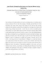 We provide you with business loans, housing loans, hire purchase loans, personal loans and pawn loan, to fit first one is an authorized money lender approved by the ministry of housing & local government under the moneylenders act 1951. Pdf Loan Shark Strategizing Business Over Counter Measuring By Authorities Muhammad Hakimi Tew Abdullah Academia Edu
