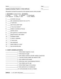If you fail, then bless your heart. Catcher In The Rye Quiz Chapters 1 4 Catcher In The Rye Character Questions Quiz