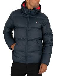 tommy jeans essential down puffer jacket black iris navy