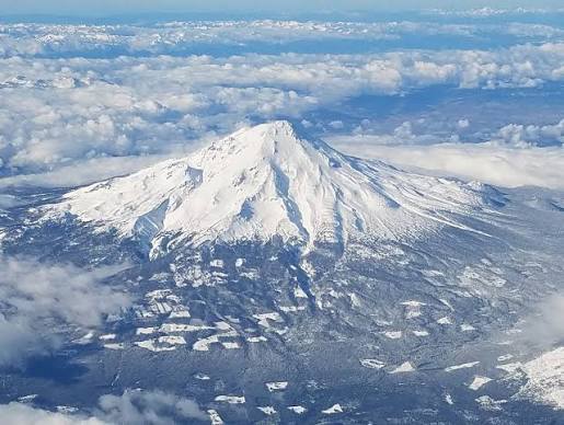 Mt Shasta view from airplane window