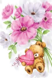 Bear Hung On Flowers Canvas Art Print By Makiko Icanvas Teddy Bear Pictures Kids Animal Art Canvas Art Prints