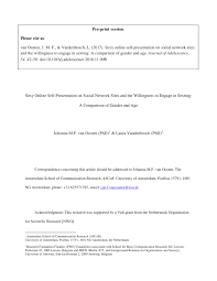 PDF) Sexy online self-presentation on social network sites and the  willingness to engage in sexting: A comparison of gender and age
