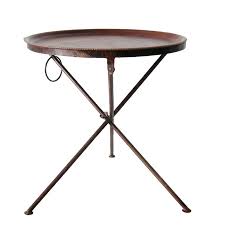 Description Large Round Folding Table With Iron Frame And Round Tray Covered In Leather Available In Natural Brown Round Folding Table Folding Table Table