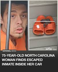 I clicked the unlock, and it must have scared the guy": A 75-year-old woman  described her scary encounter with an escaped inmate who was hiding in her  car.  https://www.wfla.com/news/national/75-year-old-north-carolina-woman-finds-escaped-inmate-inside  ...