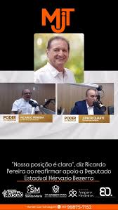 Ao ser questionado sobre a possibilidade de mudar o apoio para deputado estadual, Ricardo Pereira foi enfático ao reafirmar seu posicionamento político e a linha que seguirá nas próximas eleições., ...