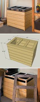 Make It Easy To Keep Your Recyclables Separated With This Recycling Bin It Holds Three 23 Gallon Pla Recycled Wood Furniture Recycling Bins Diy Recycling Bins