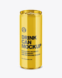 250ml Glossy Aluminium Drink Can Mockup In Can Mockups On Yellow Images Object Mockups