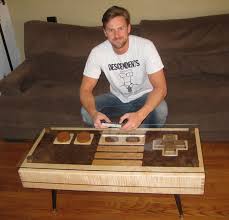 The Midcentury Functional Nes Controller Coffee Table Custom Coffee Table Coffee Table Nintendo Controller