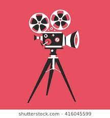 Retro Movie Projector Poster Cartoon Vector Illustration Cinema Motion Picture Retro Film Typographic Logo Design Retro