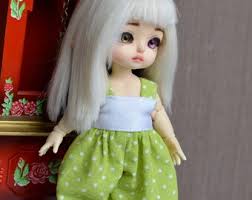 Nelly Green Polka Dot Overalls [BJD 1/8 = Tiny]