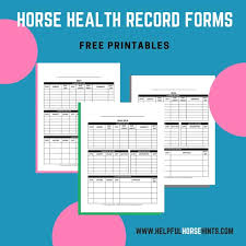 I included a cover sheet and inserts for different width spines. Horse Health Record Form Free Printable Pdf Helpful Horse Hints