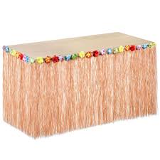 Hawaiian Luau Table Skirt With Tropical Flower Trim Perfect Luau Beach Party Decoration Party Accesso Beach Party Decorations Hawaiian Luau Party Hawaiian Luau