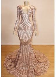 Backless Champagne Gold Sequin Prom Dress With Long Sleeves Prom Girl Dresses V Neck Prom Dresses Mermaid Prom Dresses