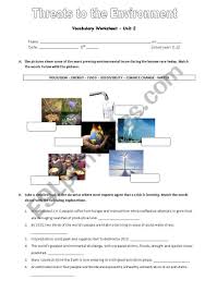 Threats To The Environment Esl Worksheet By Capelini
