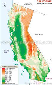 Below is the topographic map of california showing topographies on original scale. California Topographic Map
