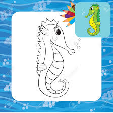 There are seahorse cartoons as well as a page dedicated to the fictional mister seahorse character created by eric carle. Cartoon Seahorse Coloring Page Vector Illustration Royalty Free Cliparts Vectors And Stock Illustration Image 21587532