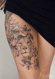 This tattoo collection is for inspiration only. 50 Eye Catching Lion Tattoos That Ll Make You Want To Get Inked Kickass Things Leg Tattoos Women Girl Thigh Tattoos Thigh Tattoos Women