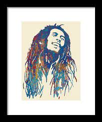Bob marley digital artwork / mixed media. Bob Marley Stylised Pop Art Drawing Potrait Poser Framed Print By Kim Wang