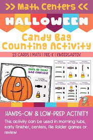 Trick Or Treat Pumpkin Candy Bag Counting Teka Kinderland Math Activities Preschool Kindergarten Math Activities Halloween Math Centers