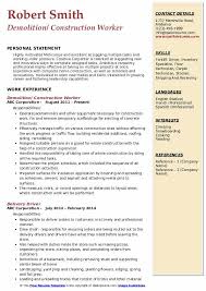 construction worker resume samples