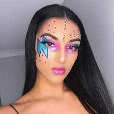 Star Stamp On One Side Of Face A Little More Scattered And Less Uniform Starting At Top Forehead And Not Going Below Cheek Bone Glitter Lightning Bolt