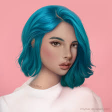 These illustrations are inspired by east asian folktales. Portrait Girl Blue Hair By Tinytruc Portrait Girl Blue Haired Girl Pink Portrait