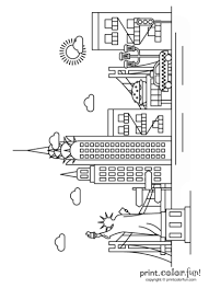 Choose your favorite coloring page and color it in bright colors. New York City Skyline Coloring Page Print Color Fun New York Drawing New York Painting City Drawing