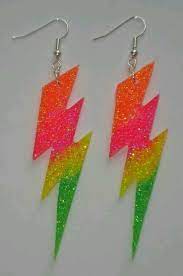 Pin By Michu Tirel On Fluo Party Lightning Bolt Earrings Neon Rainbow Earrings
