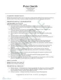 Sample Resume For Experienced Medical Transcriptionist New Free ...