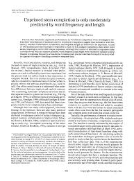 Unprimed stem completion is only moderately predicted by word frequency and  length