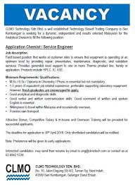 Find out how much you could earn as an engineer in malaysia, from a fresh graduate right up to a senior manager. Clmo Technology Sdn Bhd Application Chemist Service Engineer