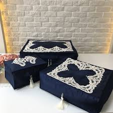 Fransiz Dantelli Hurc Takimi Lacivert Taki Fransizca