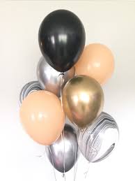 Black And White Balloons Birthday Decorations Black And Blush Balloons Silver Chrome Balloons Blush And Etsy Black And White Balloons Blush Balloons White Balloons