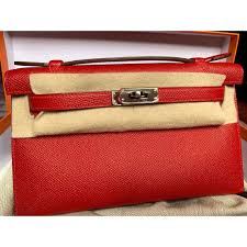 Hermes Kelly Pochette Rouge Casaque Epsom Palladium Hardware T Vendome Monte Carlo