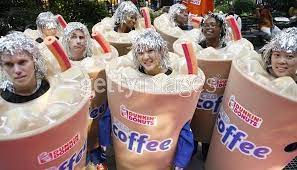 Coffee Costume People In Iced Coffee Costumes To Help Kick Off Dunkin Donuts Dunkin Donuts Dunkin Donuts Costume Dunkin