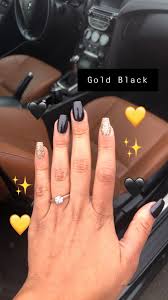 Black And Gold Coffin Nails Black And Gold Nails Blacknails Goldnails Nails Graduation Nails Gold Acrylic Nails Les Nails