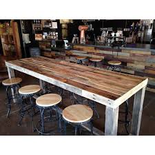 Reclaimed Wood Bar Counter Community Rustic Custom Kitchen Coffee Cocktail Crafting Work Conference Wood Bar Table Reclaimed Wood Bars Restaurant Counter