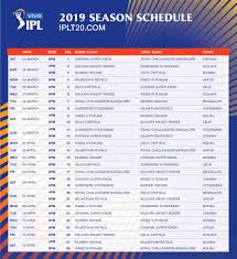 Ipl 2019 The League Games Schedule Gutshot Magazine