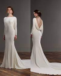 Pin By Rita Thomas On Dresses Cowl Back Wedding Dress Boat Neck Wedding Dress Plain Wedding Dress