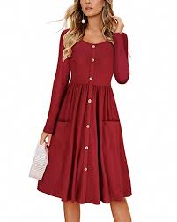 Freshlook Women S Dresses Long Sleeve Casual Button Down Swing Dress With Pockets Walmart Com In 2020 Women Long Sleeve Dress Casual Dresses For Women Casual White Dress