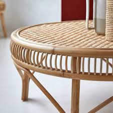 Rattan accent tables are becoming increasingly more popular because of their natural appearance and durability. Round Rattan Coffee Table 90 Cm Living Room Furniture Tikamoon