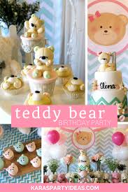 Teddy Bear 1st Birthday Decoration Ideas For Boy At Home Teddy Bear Birthday Party Kara S Party Ideas Teddy Bear Birthday Party Teddy Bear Birthday Teddy Bear Picnic Birthday Party
