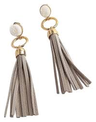 Alexis Bittar Gold New Druzy And Long Leather Tassel Clip Earrings Listed By Elle Tradesy