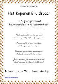 12 5 Jaar Getrouwd Is Een Koperen Bruiloft Huwelijksfeest Maak Een Gratis Oorkonde