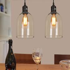 Clear Glass Pendant Light Dome Shape Black Kitchen Island