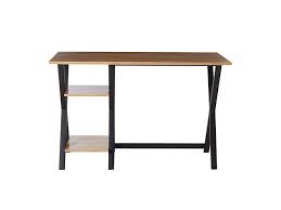 Country casual style with plenty of space to work. X Leg Table Top Writing Desk With 2 Shelves Stacksocial