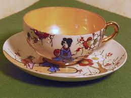 Retro espresso cup & saucer set by centurion collection christmas tree white and gold, vintage made in japan. Japanese Vintage Hand Painted Eggshell Porcelain Tea Cup And Saucer Tea Cups Tea Cups Vintage Antique Tea Cups