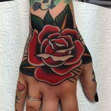 Nick Mayes As Featured On Swallows Daggers Www Swallowsndaggers Net Tattoo Tattoos Handtattoos Traditional Rose Tattoos Rose Tattoos Traditional Tattoo