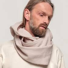 Organic Cotton Ivory Hood Unisex, Gauze Muslin Cowl Scarf Men, Cowl Shrug  Men, Burningman, Festival Head Scarf, Convertible Scarf, Hooded
